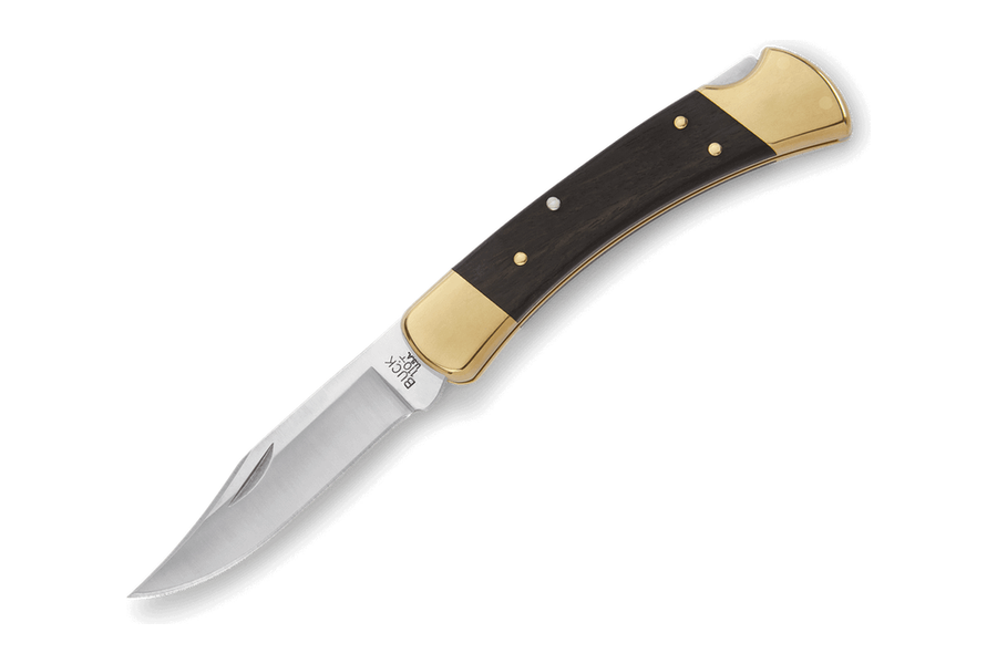 Buck 110 Folding Hunter klapmes met ebbenhouten heft en messing bolsters