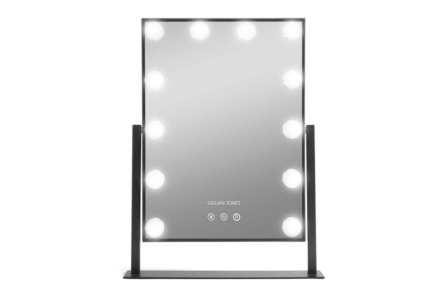 Gillian Jones Hollywood make-up spiegel in zwart met 12 ledlampen