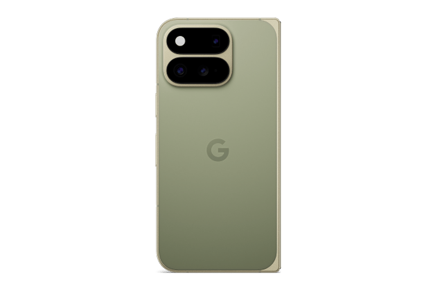 Google Pixel 11 Pro Fold vouwtelefoon in de kleur Olijf, dichtgevouwen