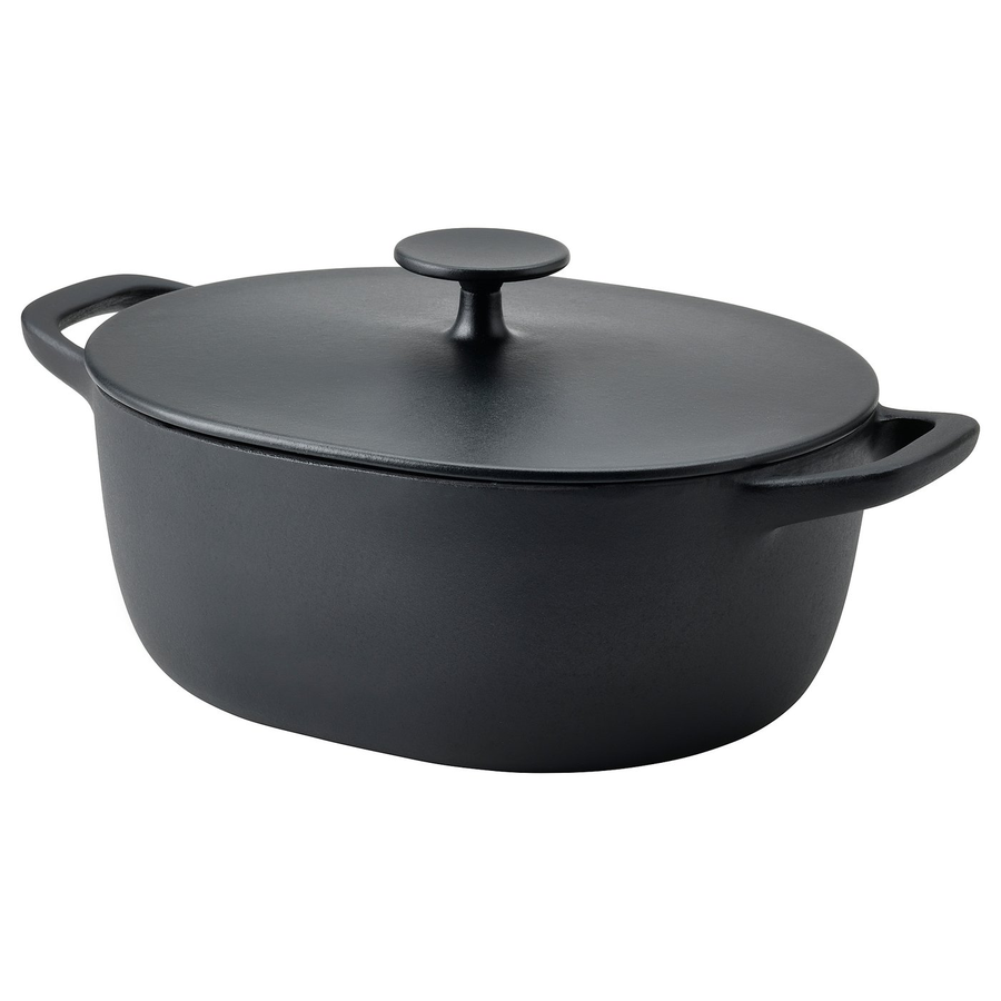 Ikea VARDAGEN braadpan met deksel 5 liter geëmailleerd gietijzer