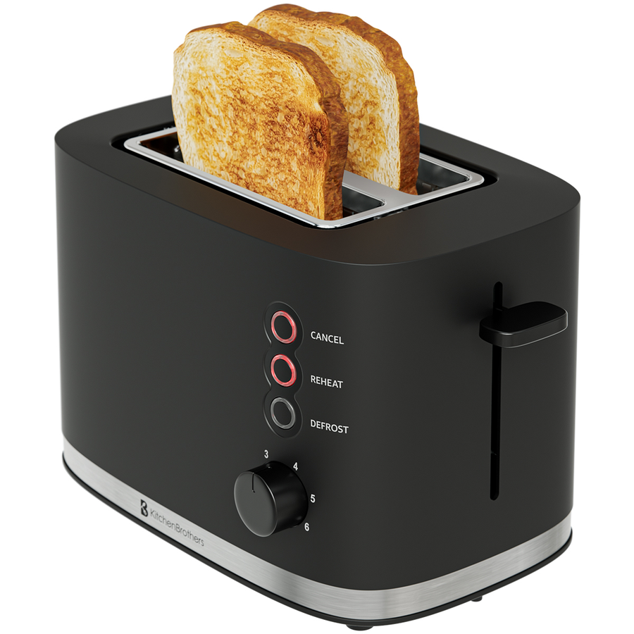 KitchenBrothers retro broodrooster 870W zwart