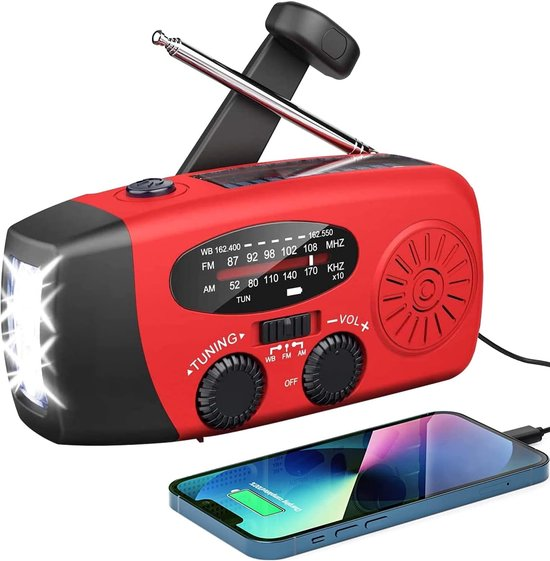 Noodradio met solar powerbank 10.000 mAh en noodfluit