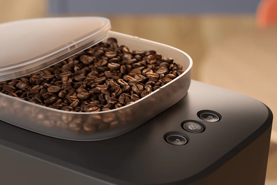Bonenreservoir en de drie knoppen bovenop de Philips Baristina