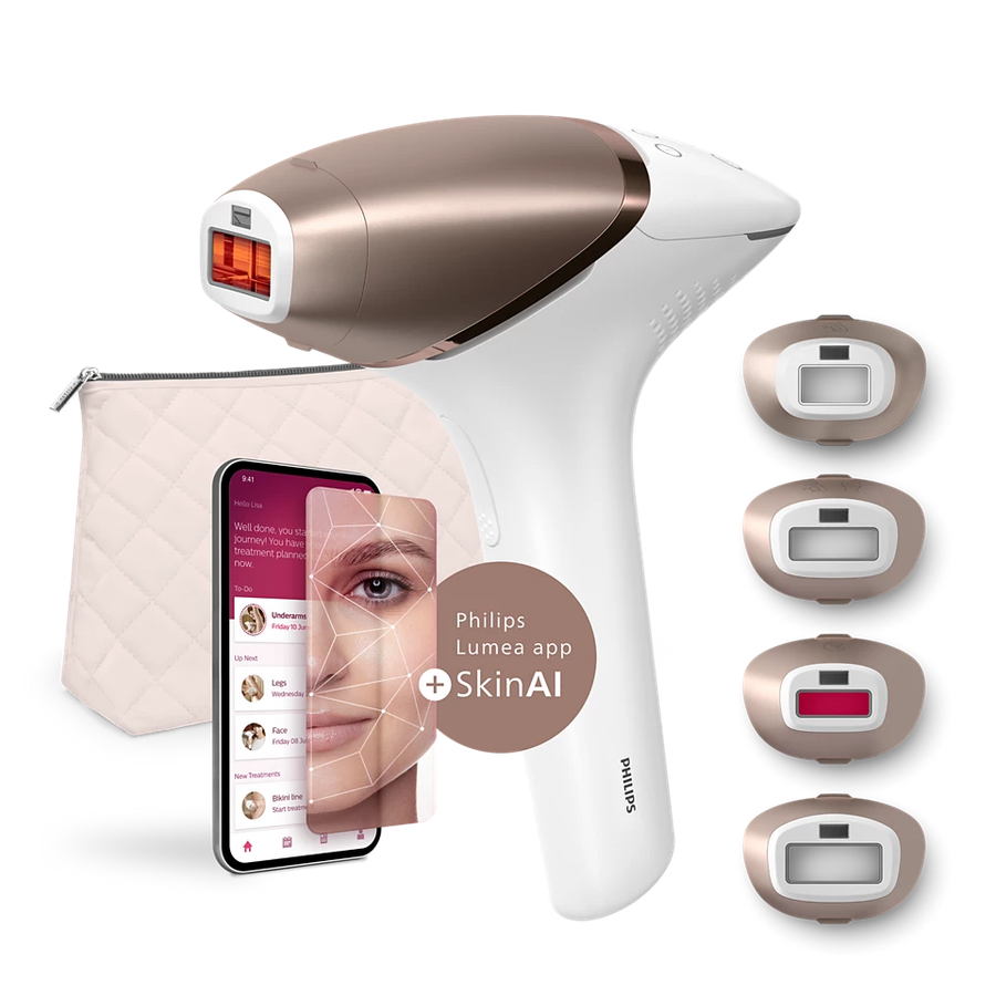 Philips Lumea IPL 9900 BRI951 met vier opzetstukken