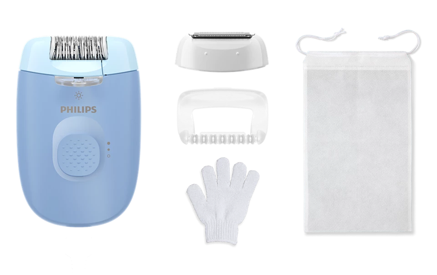 Philips Series 4000 BRE247 epilator met scheeropzetstuk en scrubhandschoen