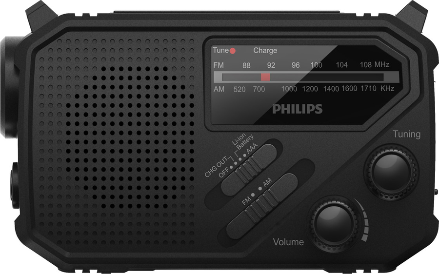 Philips TAR1609 noodradio met zonnepaneel en handslinger