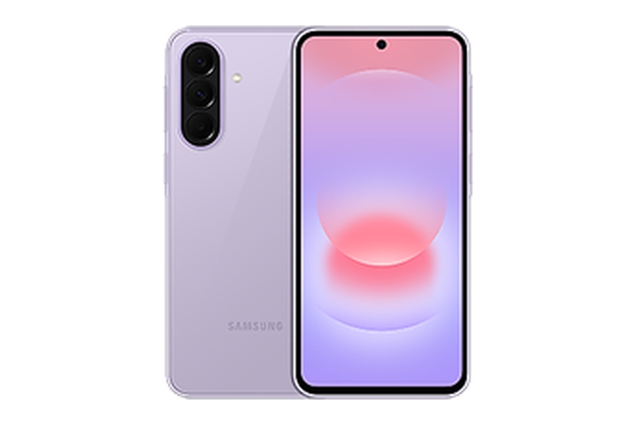 Samsung Galaxy A37 5G in Awesome Lavender, voor- en achterkant