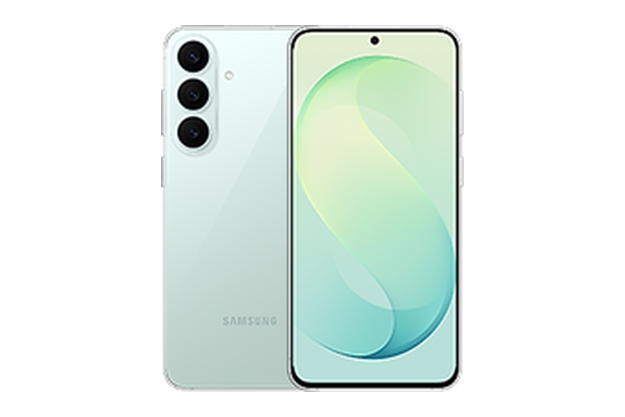 Samsung Galaxy S26 FE in Pistachio, voor- en achterkant