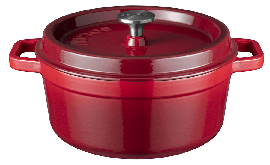 Sola gietijzeren braadpan 28 cm rood