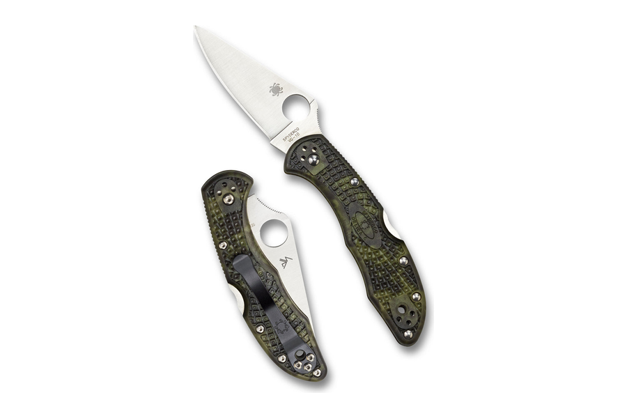 Spyderco Delica 4 zakmes met duimgat, hier in de Zome-groene uitvoering