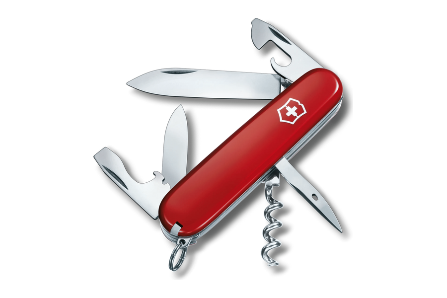 Victorinox Spartan Zwitsers zakmes in rood met geopende functies