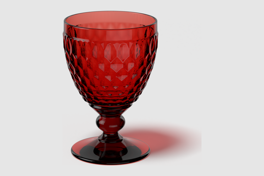 Rood Villeroy & Boch Boston Coloured wijnglas met facetpatroon
