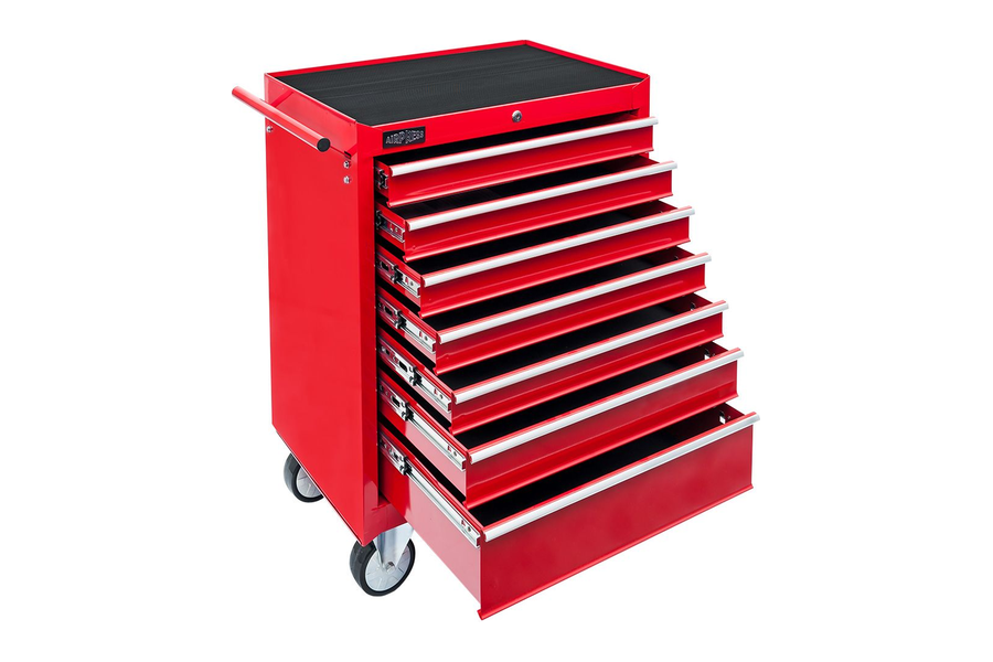 Airpress klassieke lege gereedschapswagen met 7 laden in rood