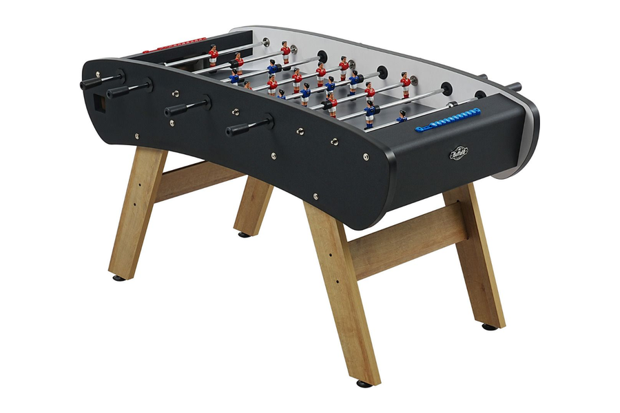 Zwarte Buffalo France voetbaltafel met ronde kast en houten poten