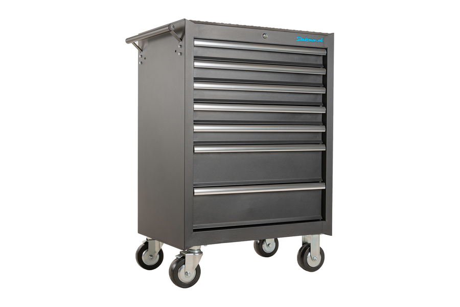 Datona lege gereedschapswagen met 7 lades en quick lock, mat zwart