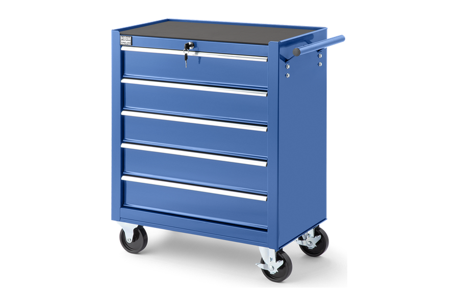 HBM lege gereedschapswagen met 5 laden, 62 cm, blauw