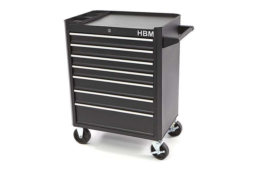 HBM lege gereedschapswagen met 7 laden, 66 cm, zwart