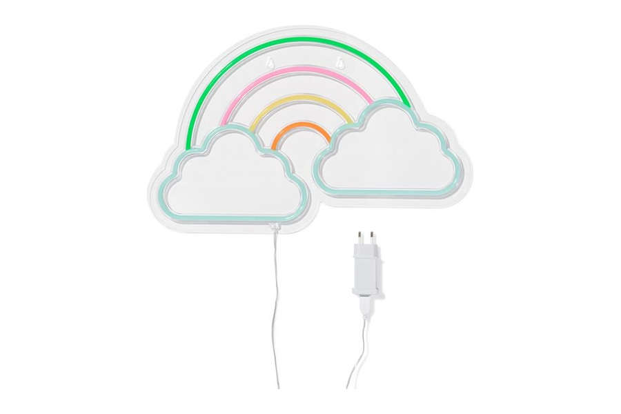 HEMA neonlamp regenboog met twee wolken voor de kinderkamer