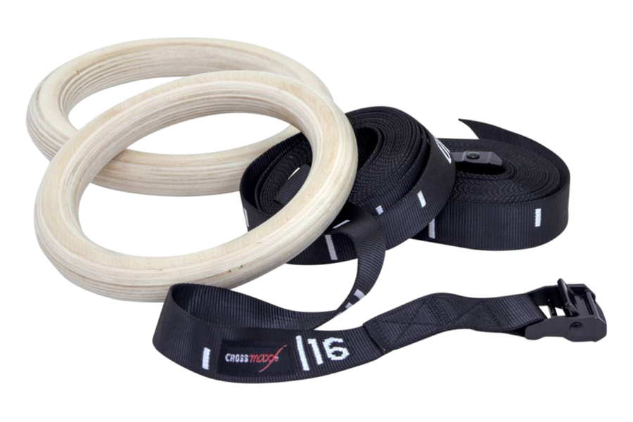 Lifemaxx Crossmaxx houten turnringen met genummerde banden