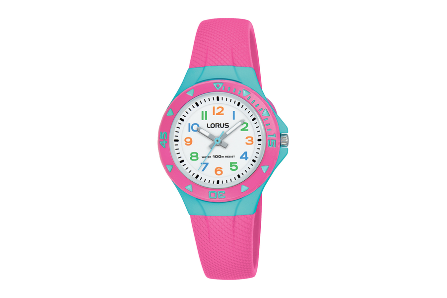 Lorus R2351MX9 roze kinderhorloge tot 100 meter waterdicht
