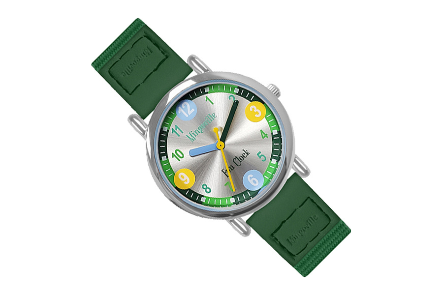 Mingoville Funclock groen kinderhorloge met gekleurde kwartieren