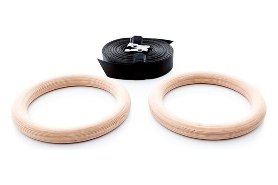 Muscle Power houten crossfit ringen met banden