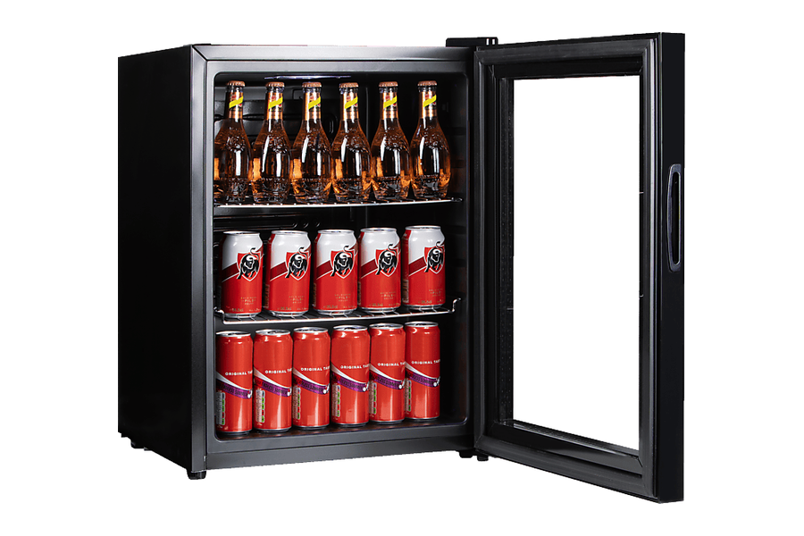 Primo PR179BC barkoelkast met glazen deur van 60 liter, zwart