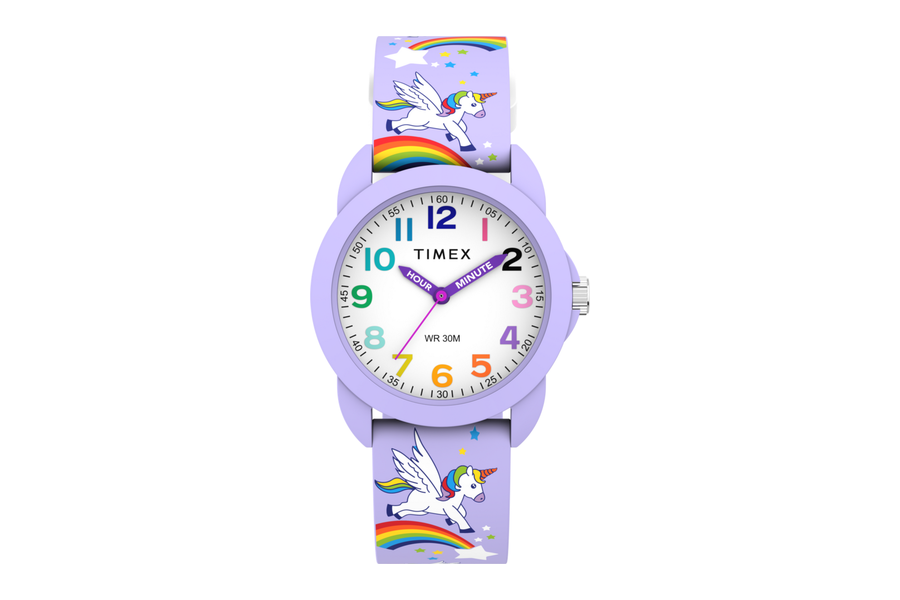 Timex Time Teacher kinderhorloge met minutencijfers en paarse band