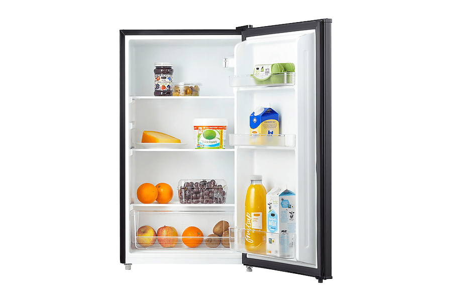 Tomado TLT4702B zwarte tafelmodel koelkast van 94 liter met open deur