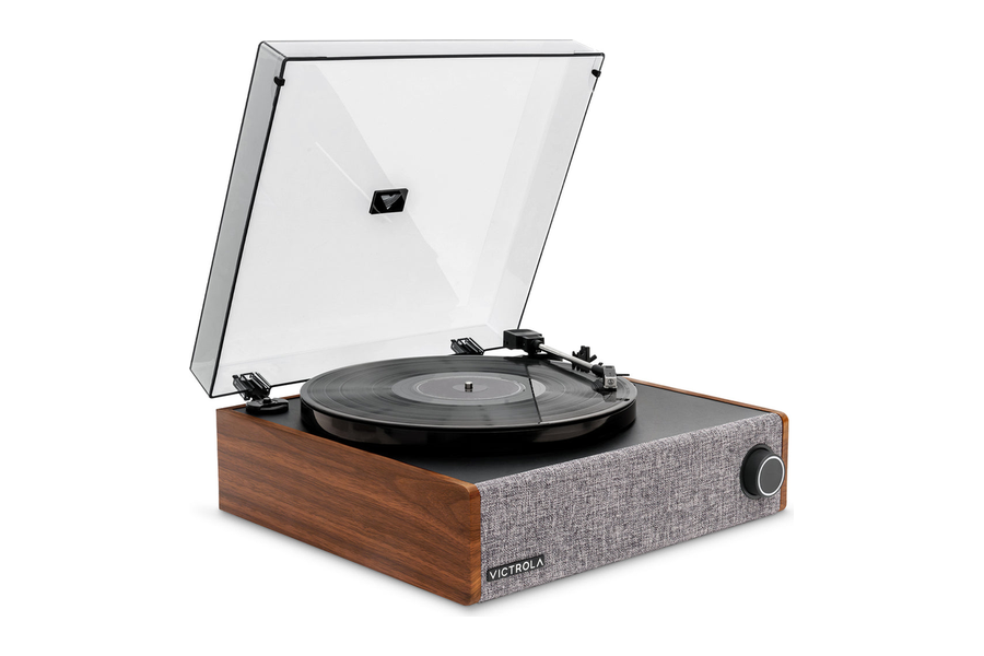 Victrola Eastwood LP platenspeler met speakers in walnootlook
